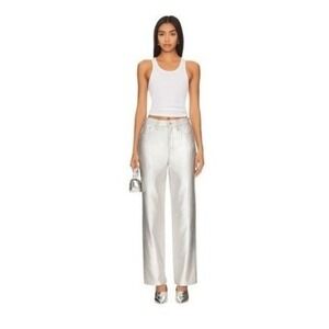 Pistola‎ Cassie Super High Rise Straight Leg Jeans Coated Prism Silver Denim 30